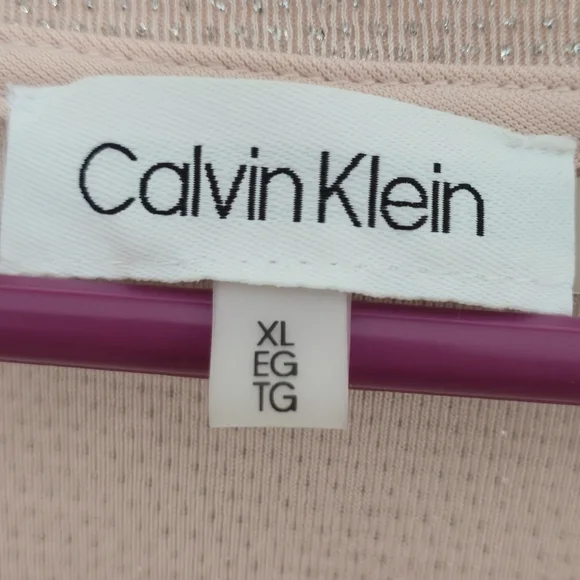Calvin Klein Pink Silver Glitter Shimmer Asymmetrical Tunic Top XL - Picture 3 of 13